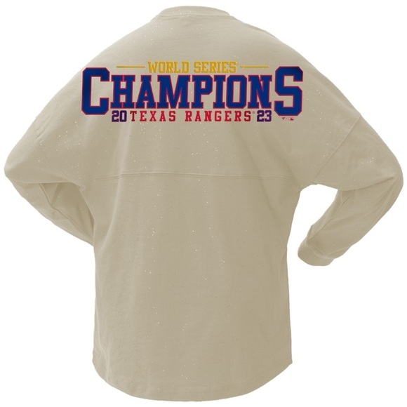 Texas Rangers 2023 World Series Champions Sparkle Long Sleeve T-Shirt |Cream|NEW - Picture 3 of 8
